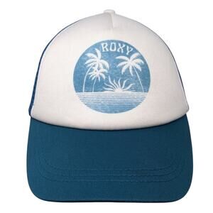 Roxy Palm Trees Snapback Hat Blue One Size Mesh Back Colorblock Outdoor